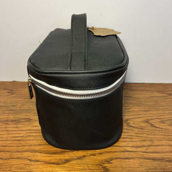 RAE DUNN "BEAUTY BAG" Cosmetic Train Case Black Zipper Closure New with Tags - Picture 5 of 7